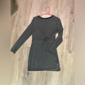 Striped Grey and White Long Sleeve Dress